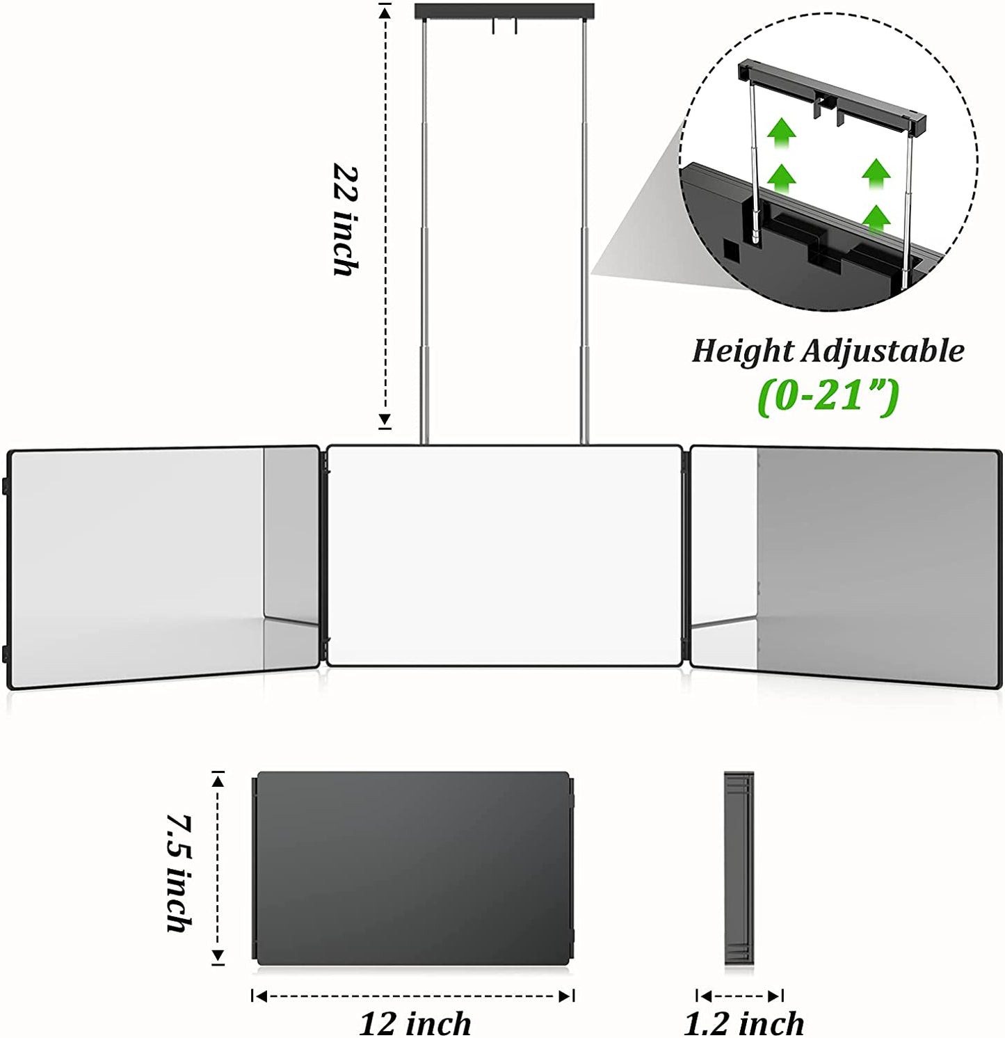 Adjustable 3 Way Trifold Mirror, Self Hairdressing Mirror, DIY Hairstyling Tool!