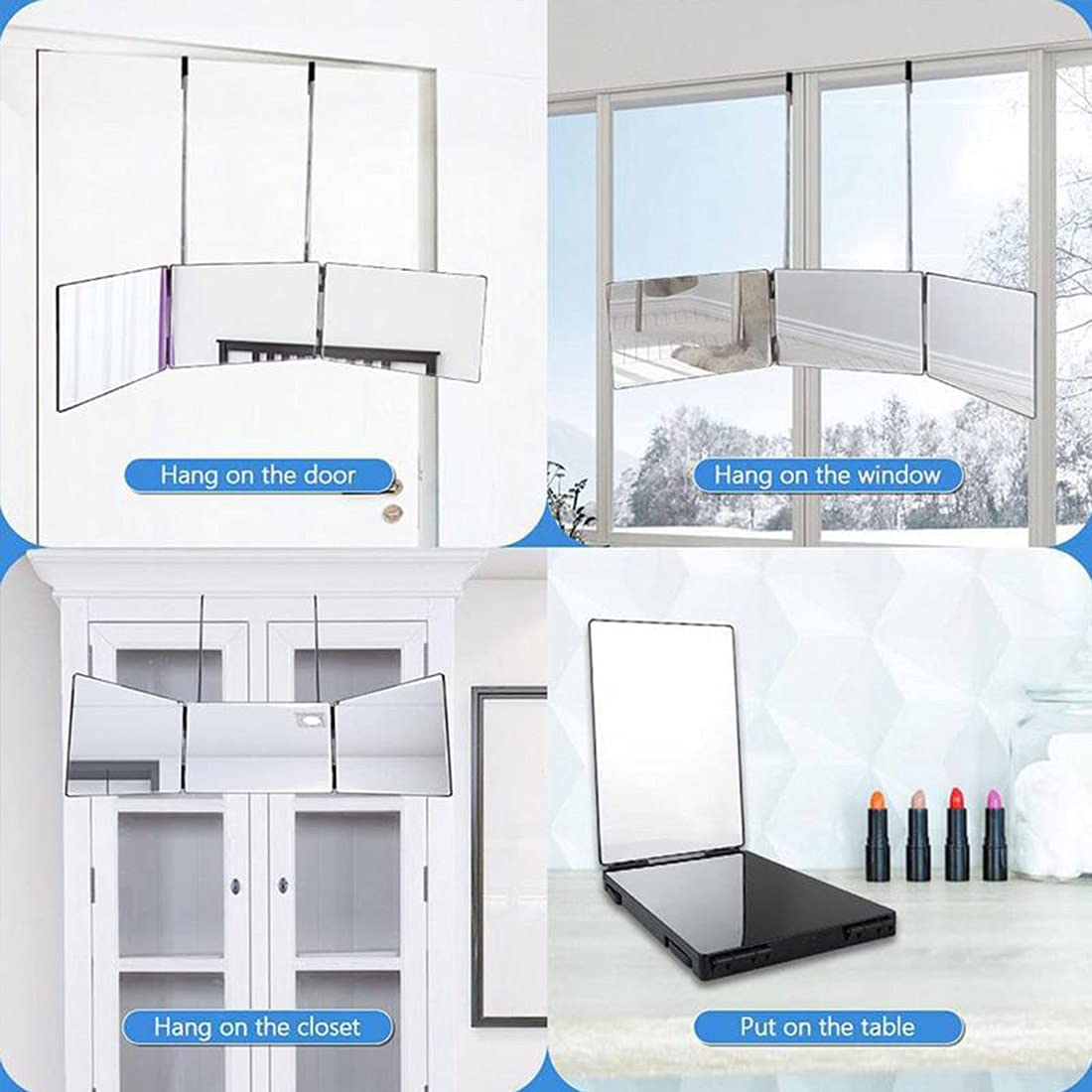 Adjustable 3 Way Trifold Mirror, Self Hairdressing Mirror, DIY Hairstyling Tool!