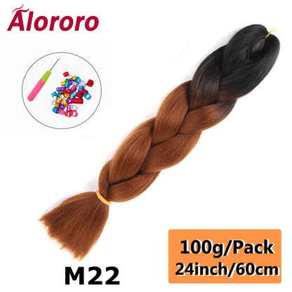 Alororo 24 Inches Jumbo Braiding Hair Synthetic Hair Extensions