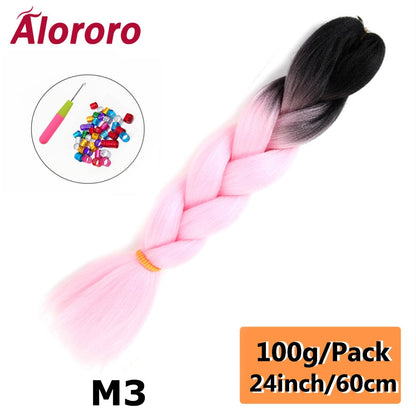 Alororo 24 Inches Jumbo Braiding Hair Synthetic Hair Extensions