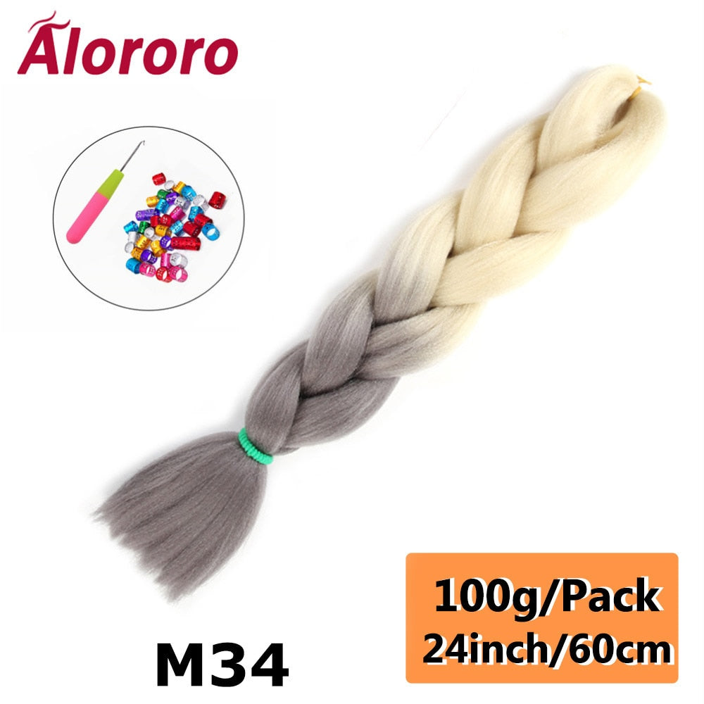 Alororo 24 Inches Jumbo Braiding Hair Synthetic Hair Extensions