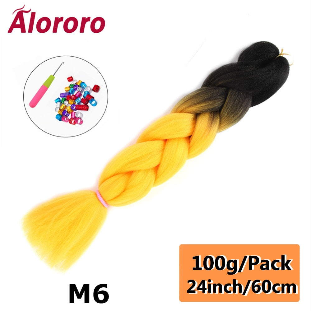 Alororo 24 Inches Jumbo Braiding Hair Synthetic Hair Extensions