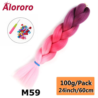 Alororo 24 Inches Jumbo Braiding Hair Synthetic Hair Extensions