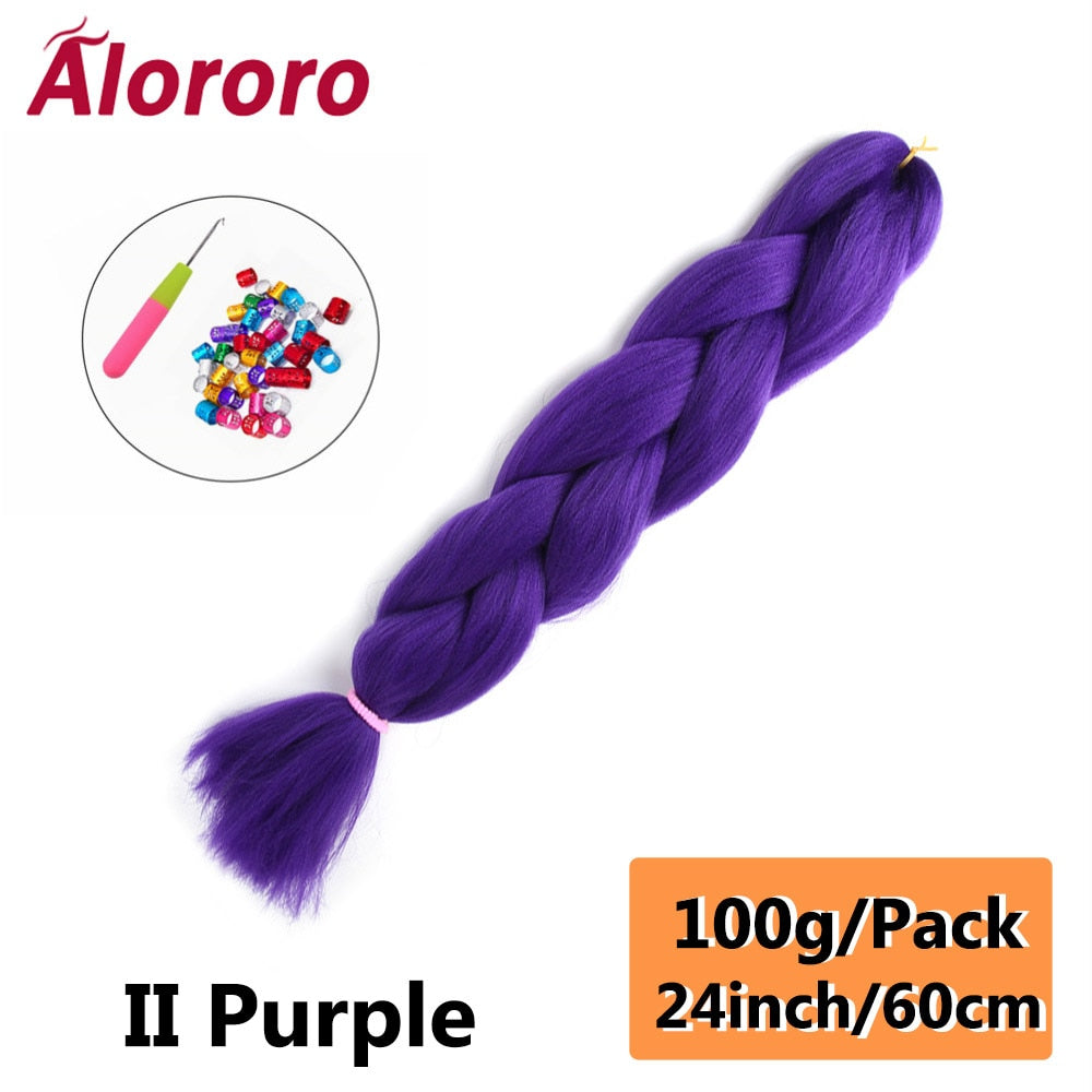 Alororo 24 Inches Jumbo Braiding Hair Synthetic Hair Extensions