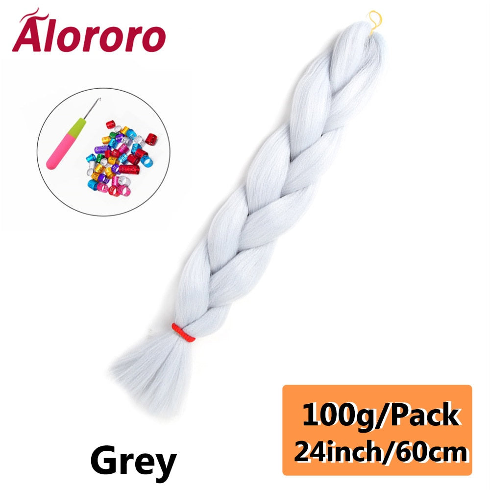 Alororo 24 Inches Jumbo Braiding Hair Synthetic Hair Extensions