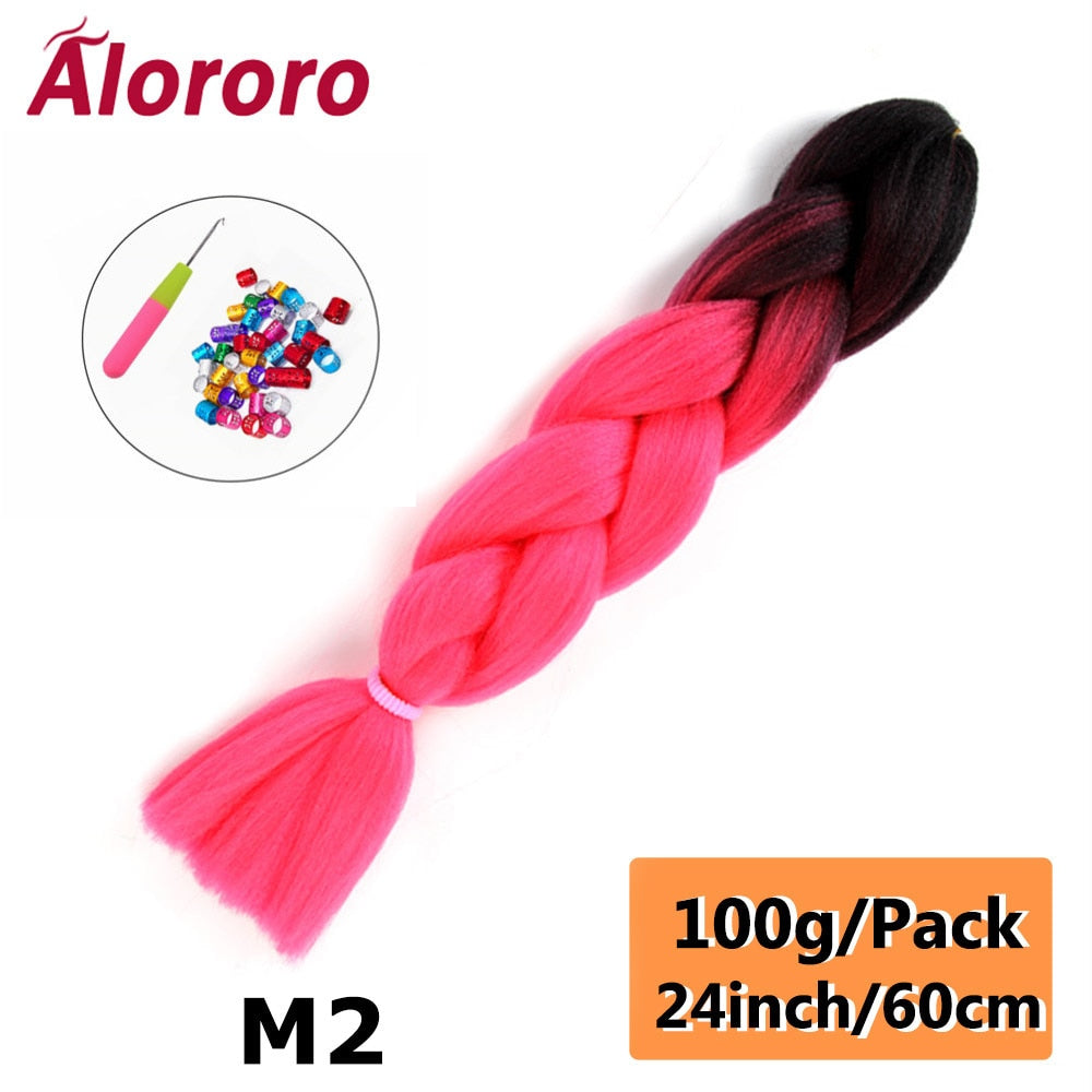 Alororo 24 Inches Jumbo Braiding Hair Synthetic Hair Extensions