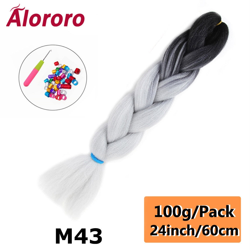 Alororo 24 Inches Jumbo Braiding Hair Synthetic Hair Extensions