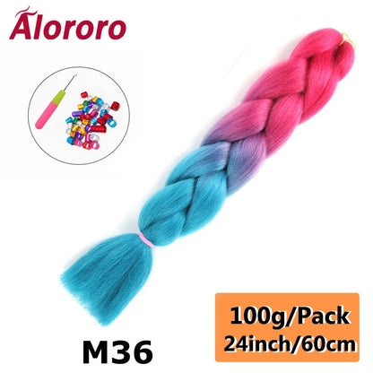 Alororo 24 Inches Jumbo Braiding Hair Synthetic Hair Extensions