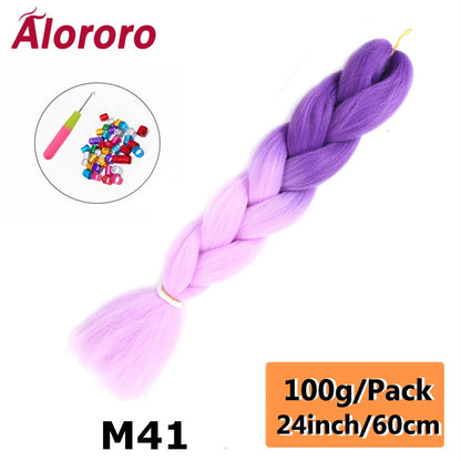 Alororo 24 Inches Jumbo Braiding Hair Synthetic Hair Extensions