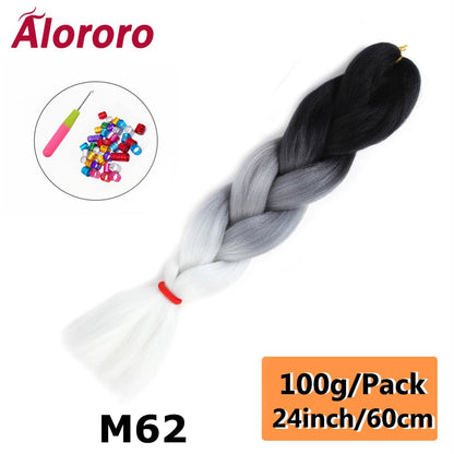 Alororo 24 Inches Jumbo Braiding Hair Synthetic Hair Extensions