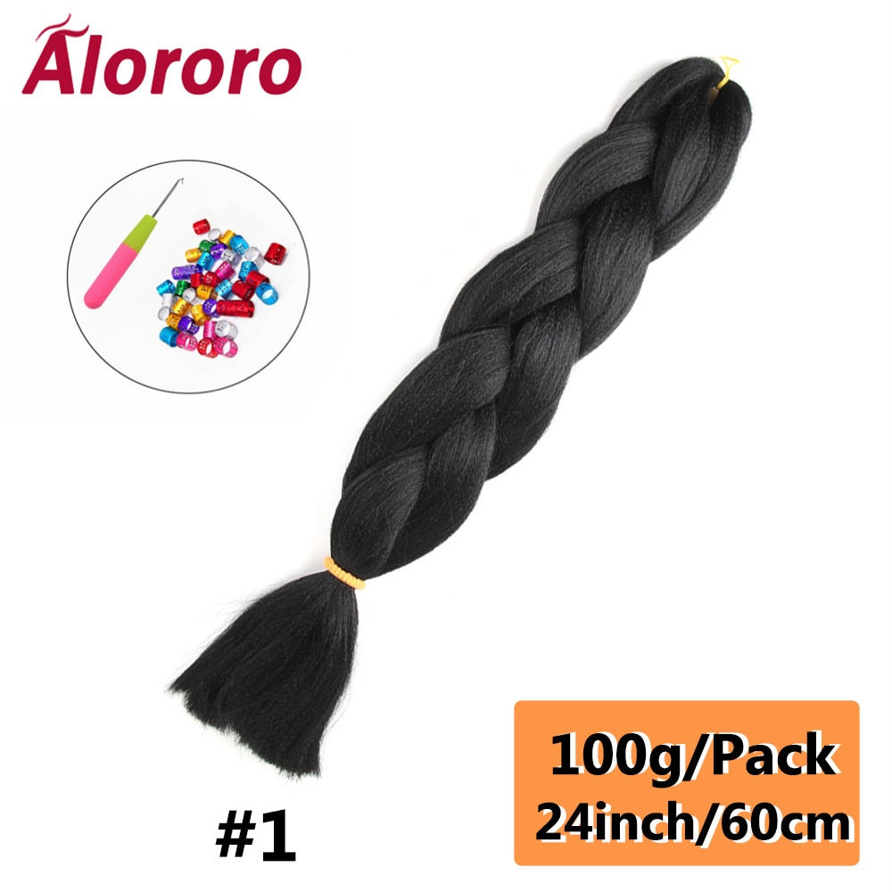 Alororo 24 Inches Jumbo Braiding Hair Synthetic Hair Extensions