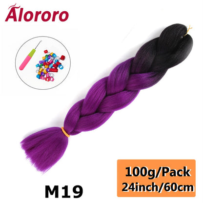 Alororo 24 Inches Jumbo Braiding Hair Synthetic Hair Extensions