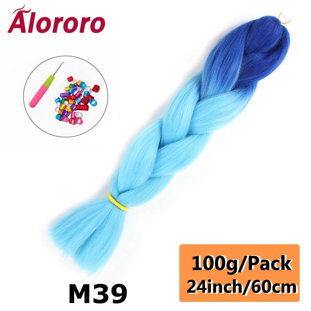 Alororo 24 Inches Jumbo Braiding Hair Synthetic Hair Extensions