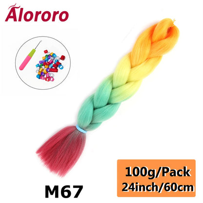 Alororo 24 Inches Jumbo Braiding Hair Synthetic Hair Extensions