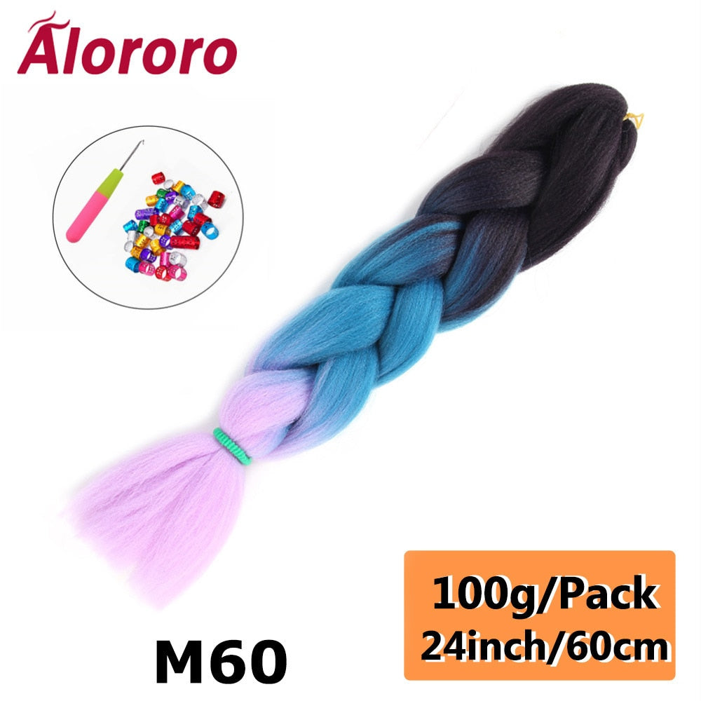 Alororo 24 Inches Jumbo Braiding Hair Synthetic Hair Extensions