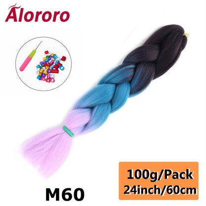 Alororo 24 Inches Jumbo Braiding Hair Synthetic Hair Extensions