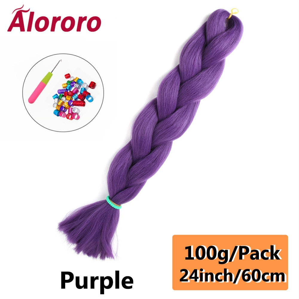 Alororo 24 Inches Jumbo Braiding Hair Synthetic Hair Extensions