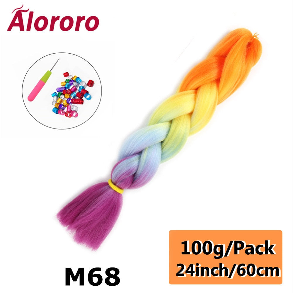 Alororo 24 Inches Jumbo Braiding Hair Synthetic Hair Extensions