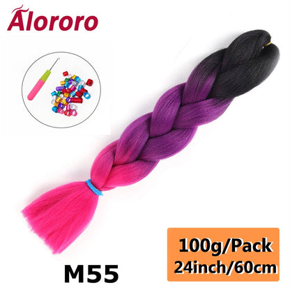 Alororo 24 Inches Jumbo Braiding Hair Synthetic Hair Extensions