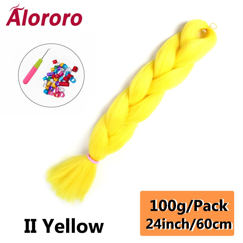 Alororo 24 Inches Jumbo Braiding Hair Synthetic Hair Extensions