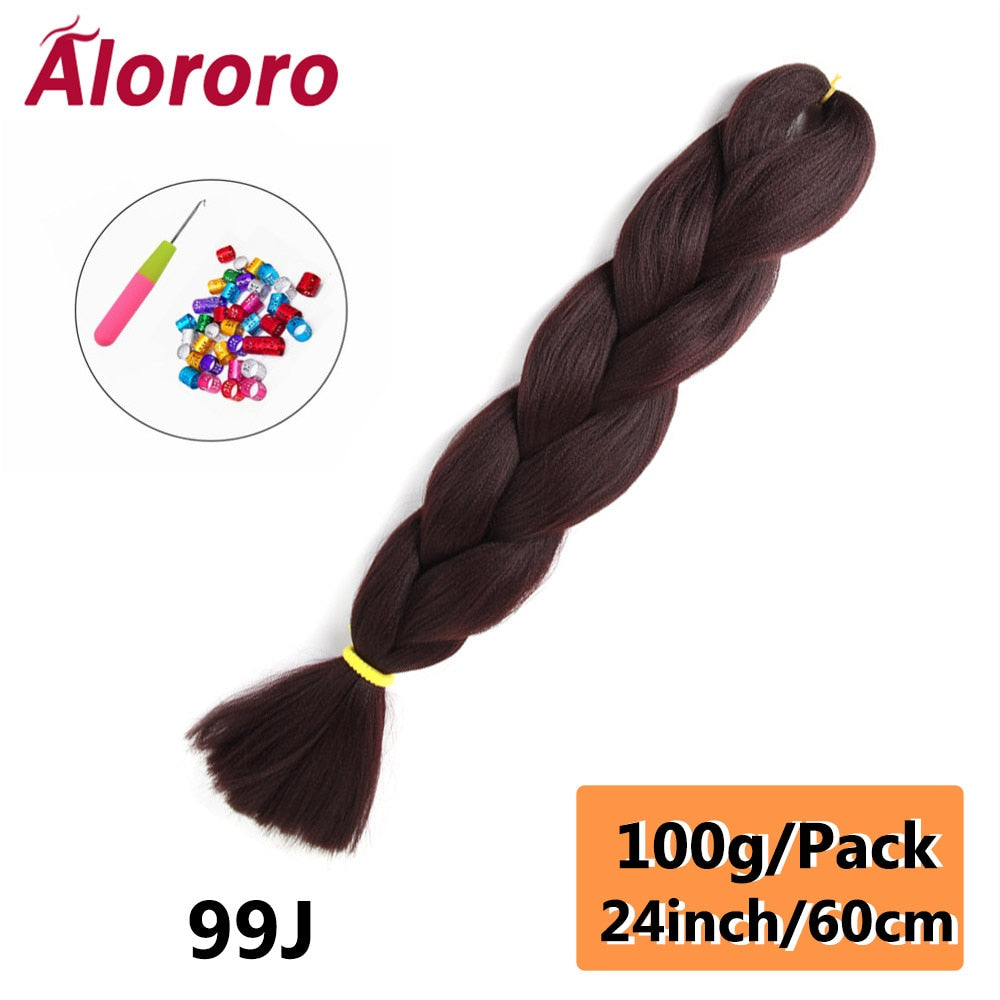 Alororo 24 Inches Jumbo Braiding Hair Synthetic Hair Extensions