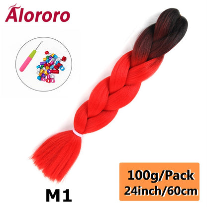 Alororo 24 Inches Jumbo Braiding Hair Synthetic Hair Extensions