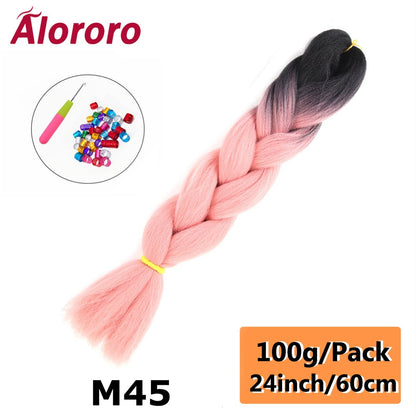 Alororo 24 Inches Jumbo Braiding Hair Synthetic Hair Extensions