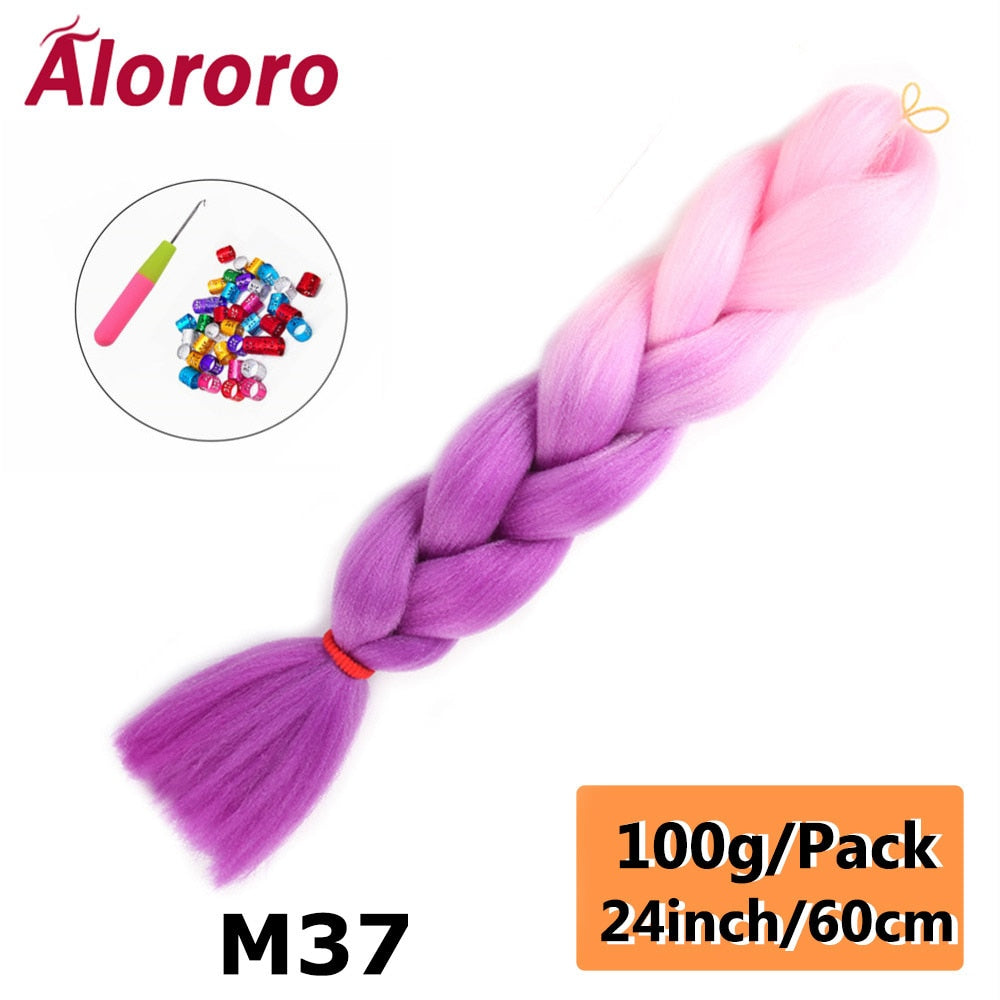 Alororo 24 Inches Jumbo Braiding Hair Synthetic Hair Extensions