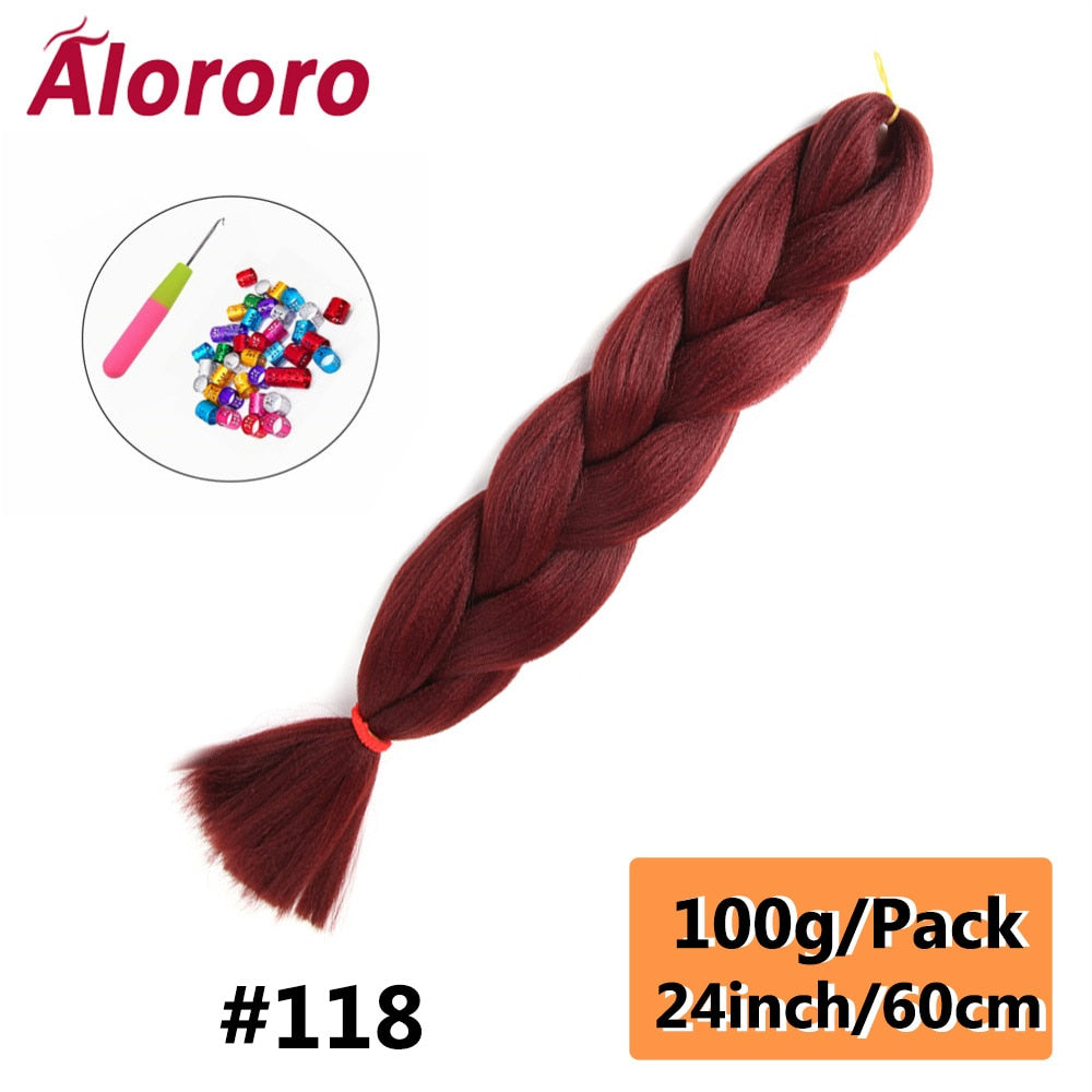 Alororo 24 Inches Jumbo Braiding Hair Synthetic Hair Extensions