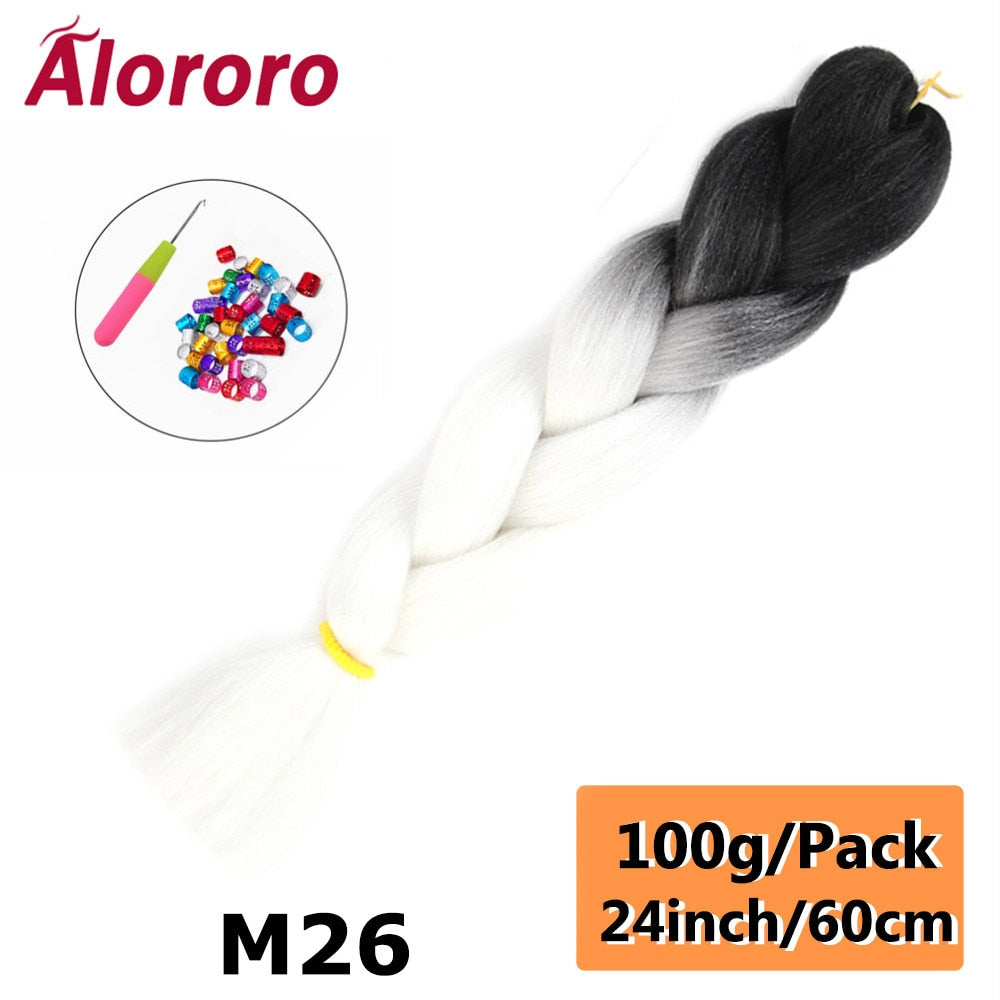 Alororo 24 Inches Jumbo Braiding Hair Synthetic Hair Extensions