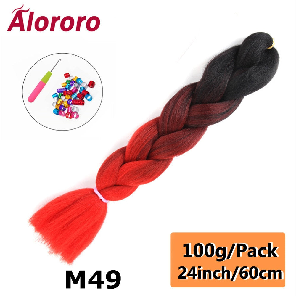 Alororo 24 Inches Jumbo Braiding Hair Synthetic Hair Extensions