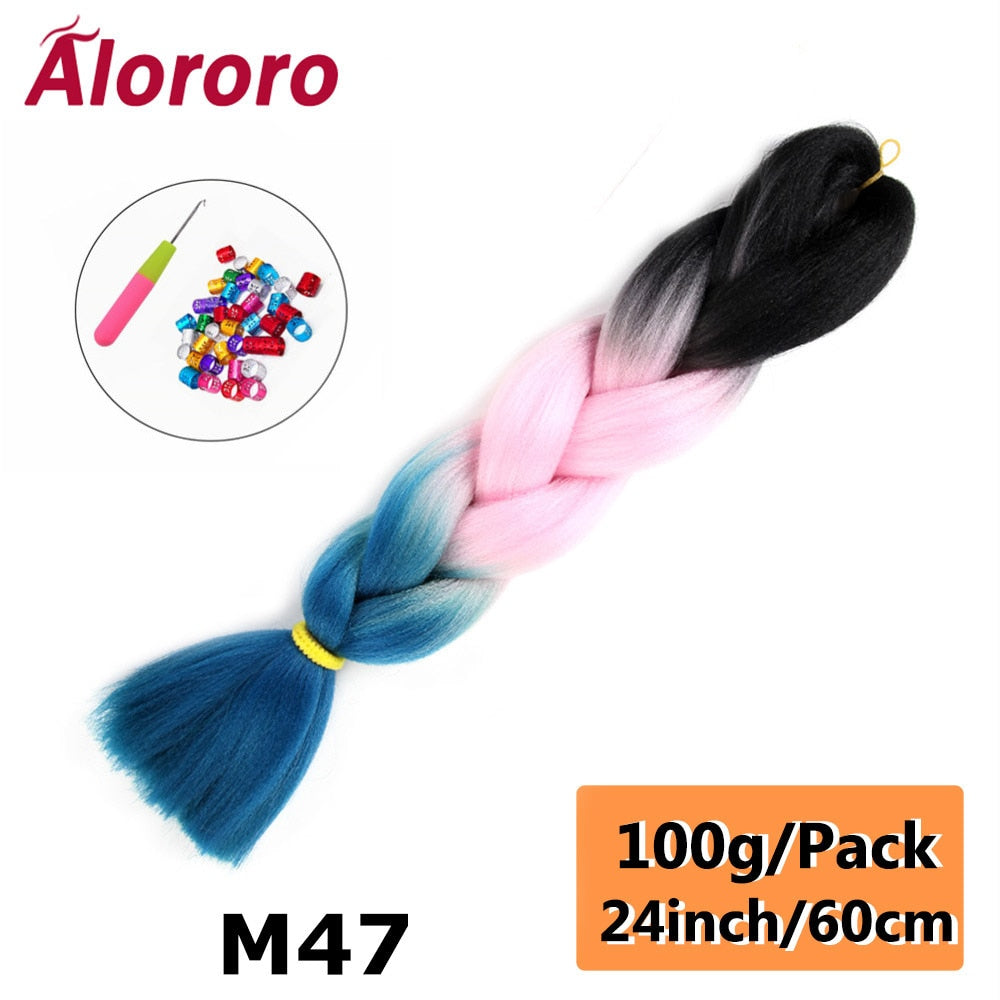 Alororo 24 Inches Jumbo Braiding Hair Synthetic Hair Extensions