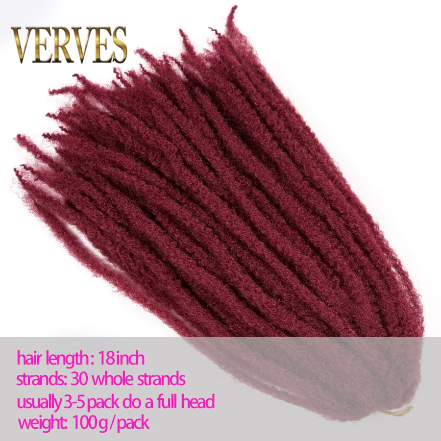 VERVES Afro Kinky Marley Braiding Hair 18 inch Synthetic Crochet