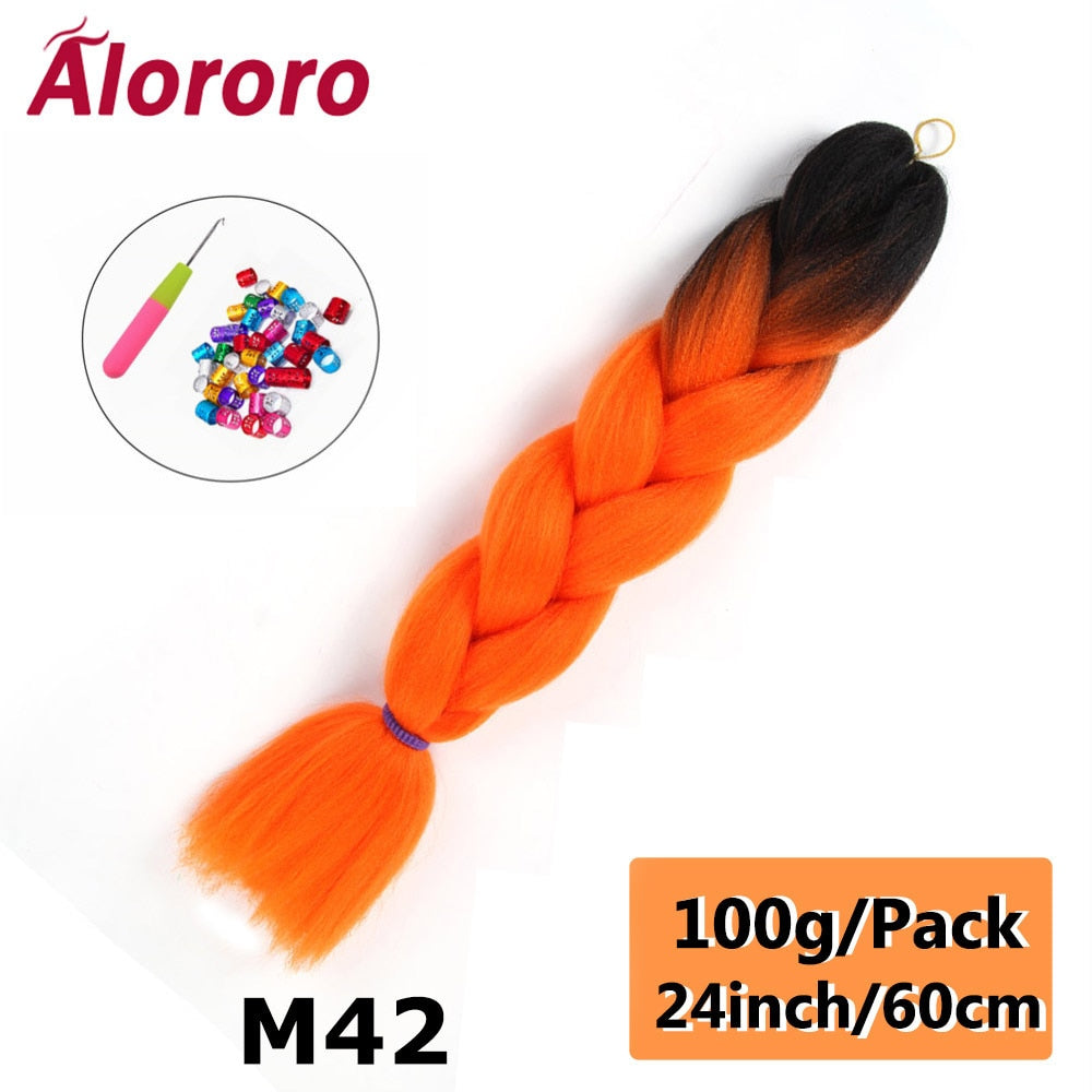 Alororo 24 Inches Jumbo Braiding Hair Synthetic Hair Extensions