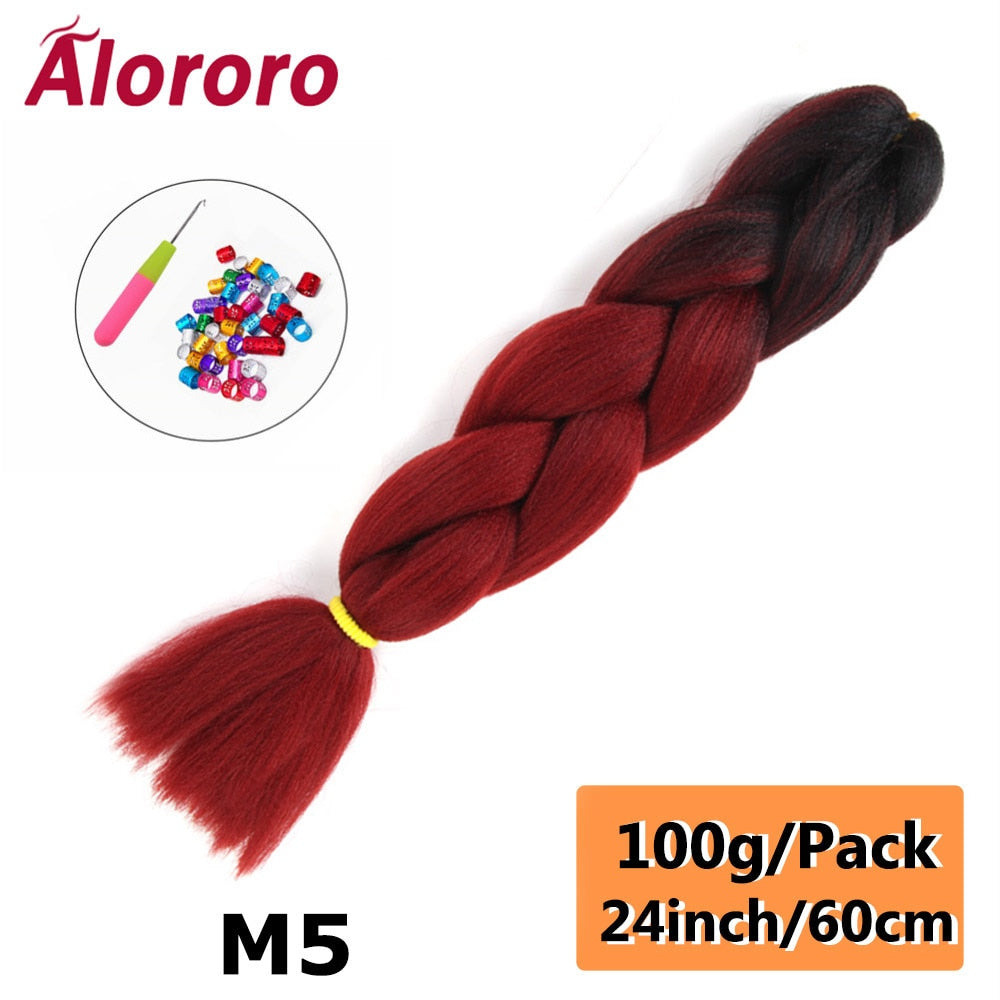 Alororo 24 Inches Jumbo Braiding Hair Synthetic Hair Extensions