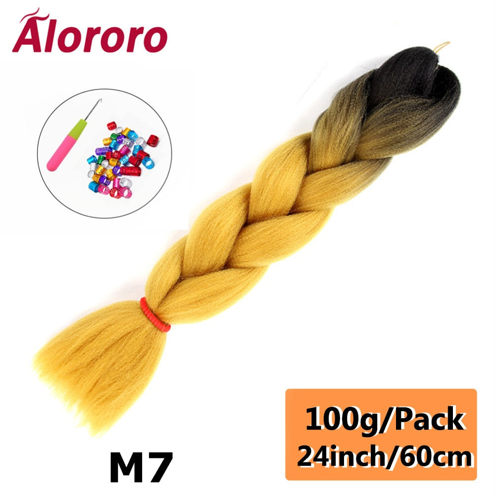 Alororo 24 Inches Jumbo Braiding Hair Synthetic Hair Extensions