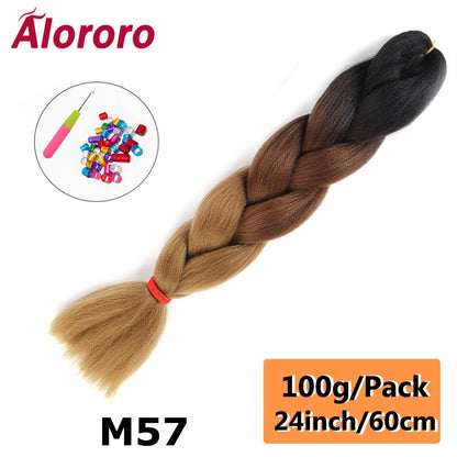 Alororo 24 Inches Jumbo Braiding Hair Synthetic Hair Extensions