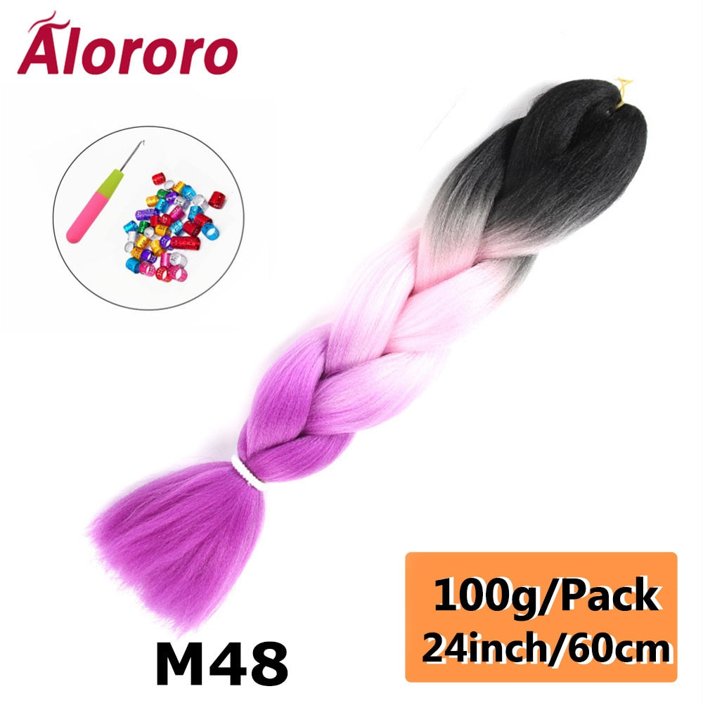 Alororo 24 Inches Jumbo Braiding Hair Synthetic Hair Extensions