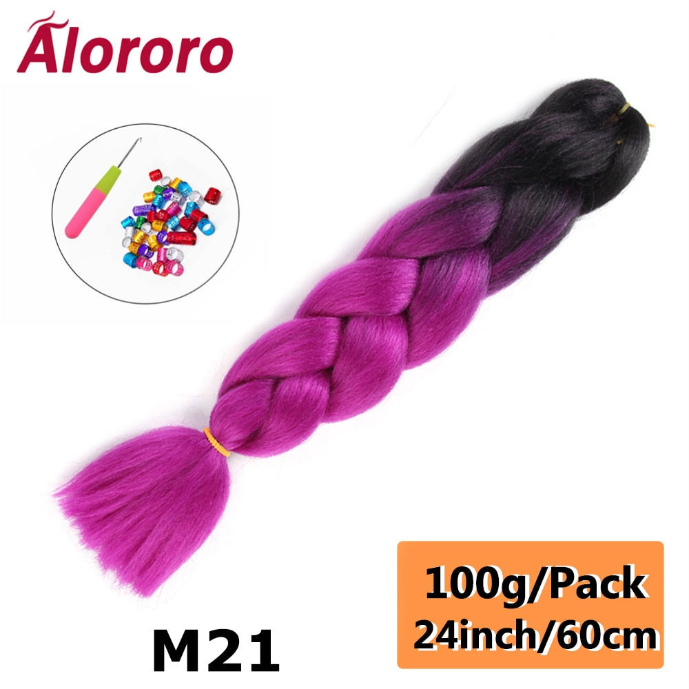 Alororo 24 Inches Jumbo Braiding Hair Synthetic Hair Extensions