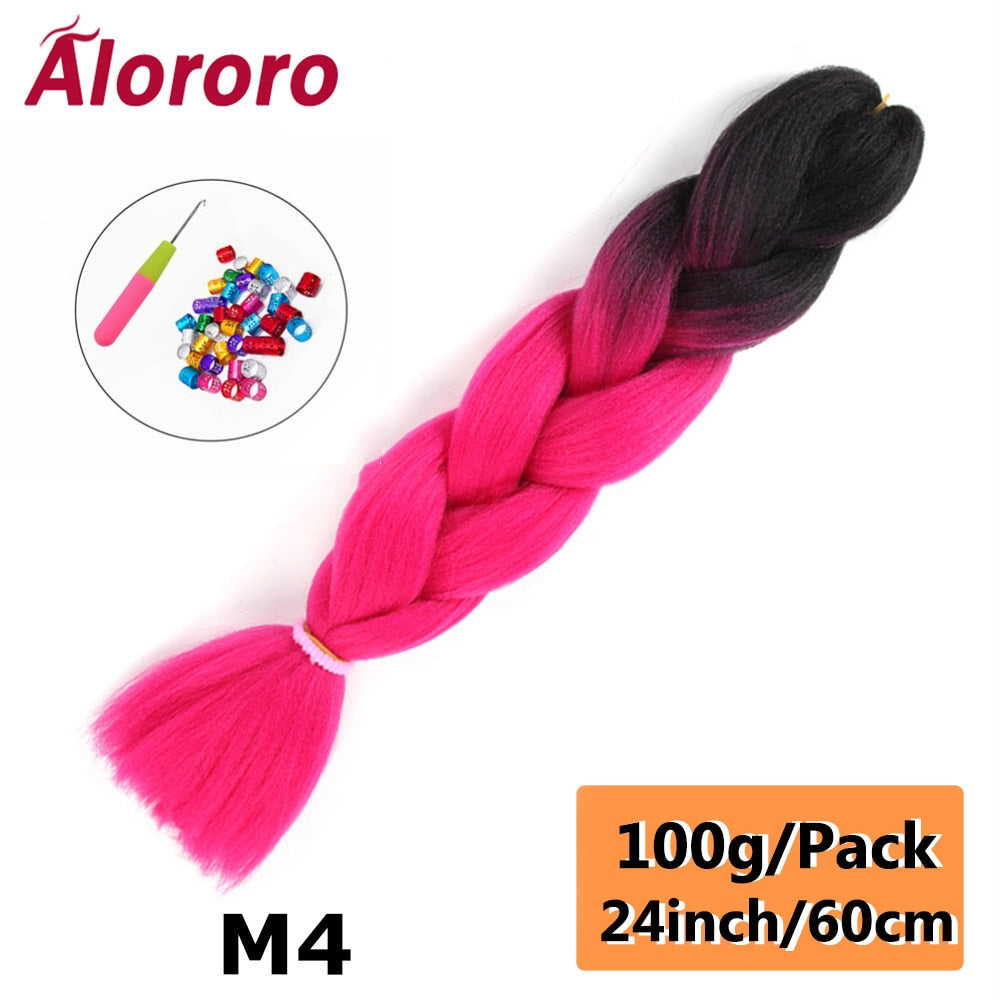 Alororo 24 Inches Jumbo Braiding Hair Synthetic Hair Extensions