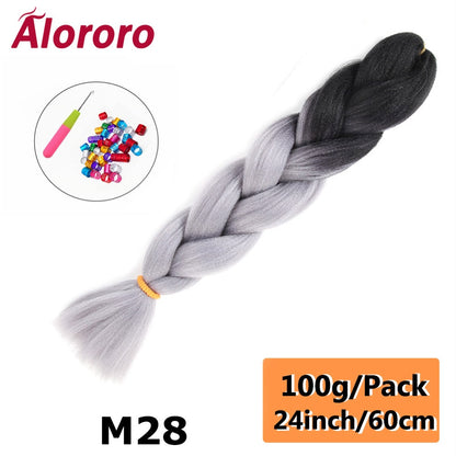 Alororo 24 Inches Jumbo Braiding Hair Synthetic Hair Extensions