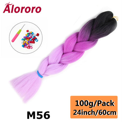 Alororo 24 Inches Jumbo Braiding Hair Synthetic Hair Extensions