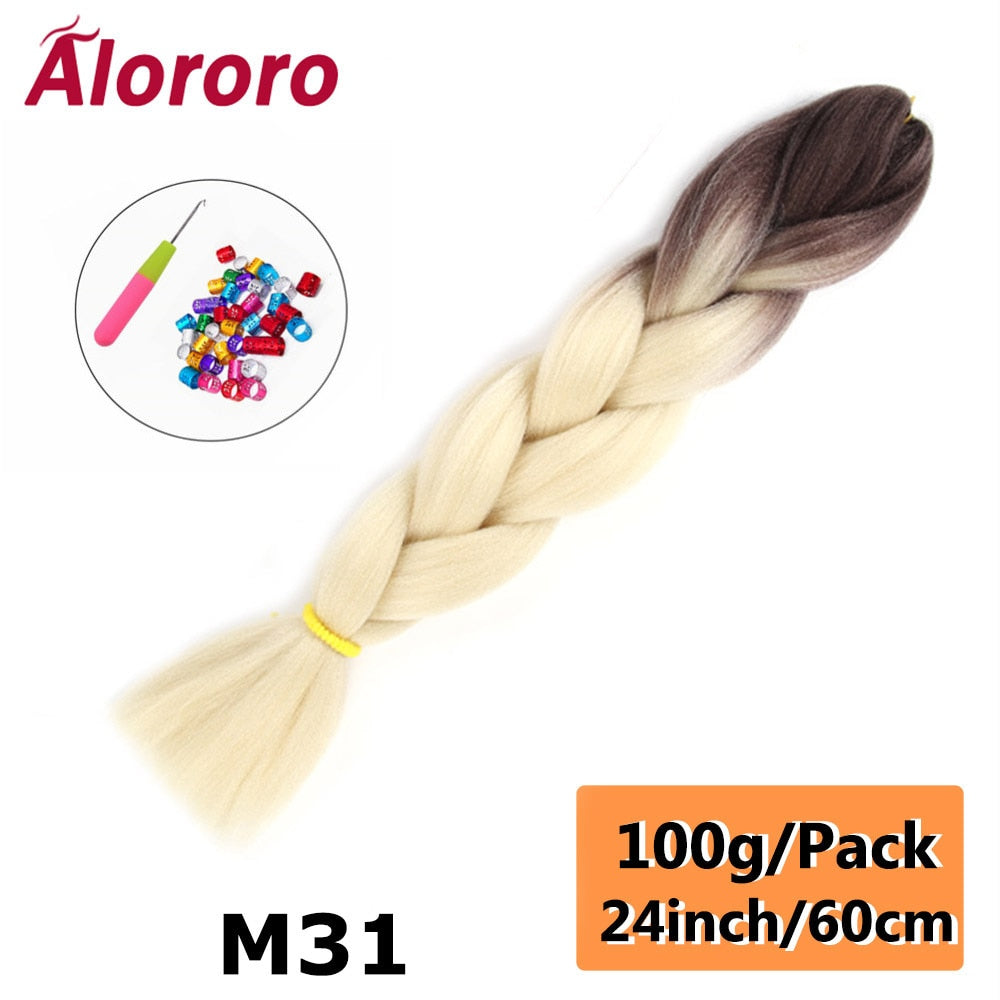 Alororo 24 Inches Jumbo Braiding Hair Synthetic Hair Extensions