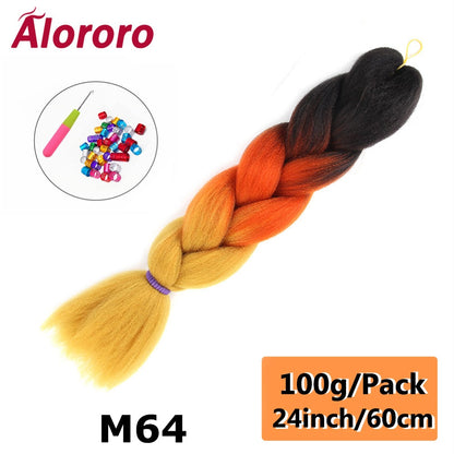 Alororo 24 Inches Jumbo Braiding Hair Synthetic Hair Extensions