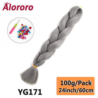 Alororo 24 Inches Jumbo Braiding Hair Synthetic Hair Extensions