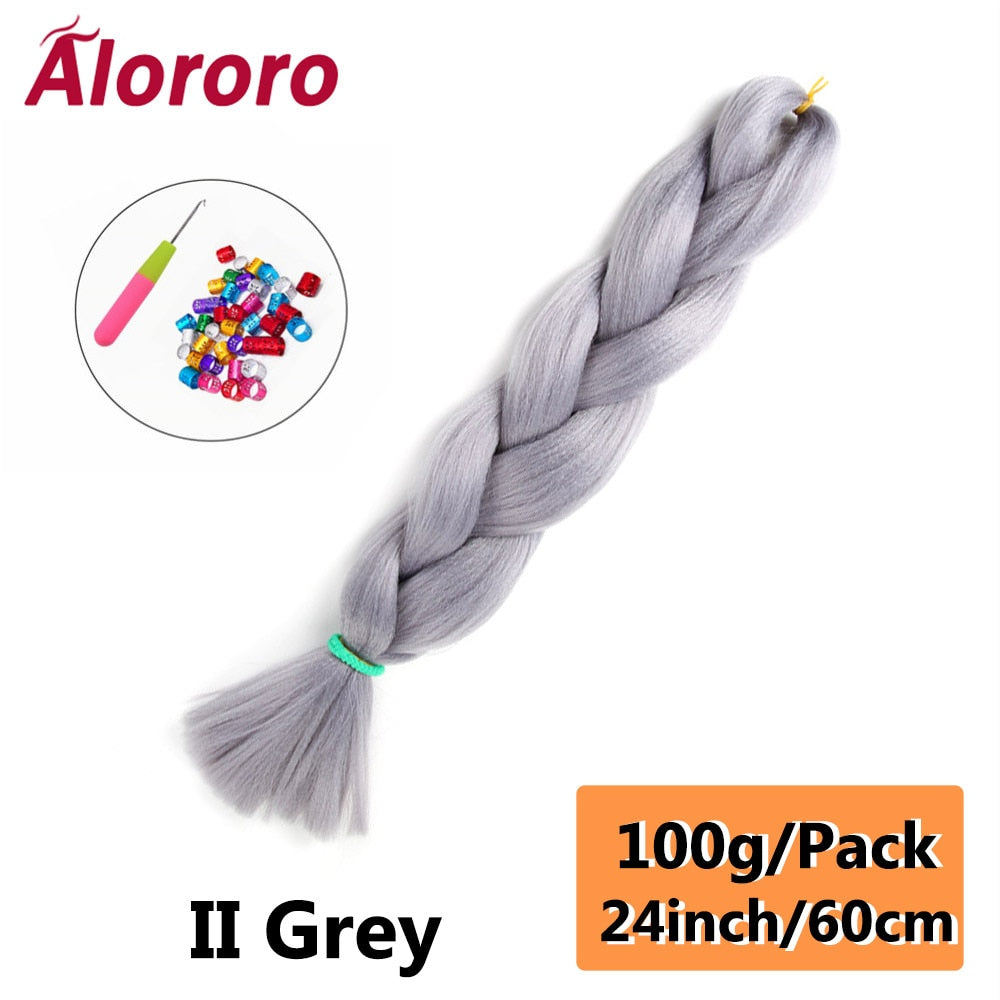 Alororo 24 Inches Jumbo Braiding Hair Synthetic Hair Extensions