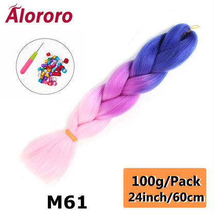 Alororo 24 Inches Jumbo Braiding Hair Synthetic Hair Extensions