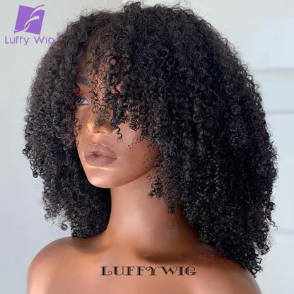 Luffy Wig: Short Afro Kinky Wig with Bangs