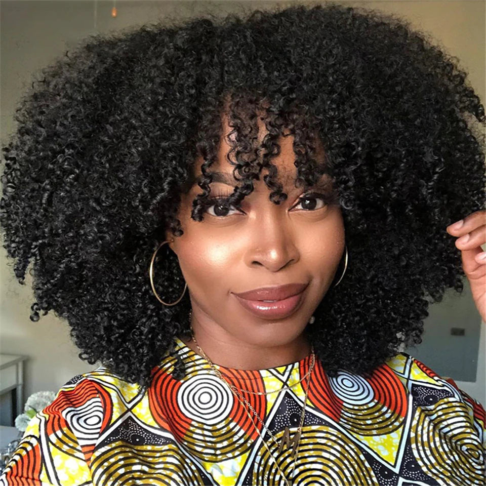 UQueen Afro Kinky Wig With Bangs (Compatible with 4a/4b/4c Hair Types)